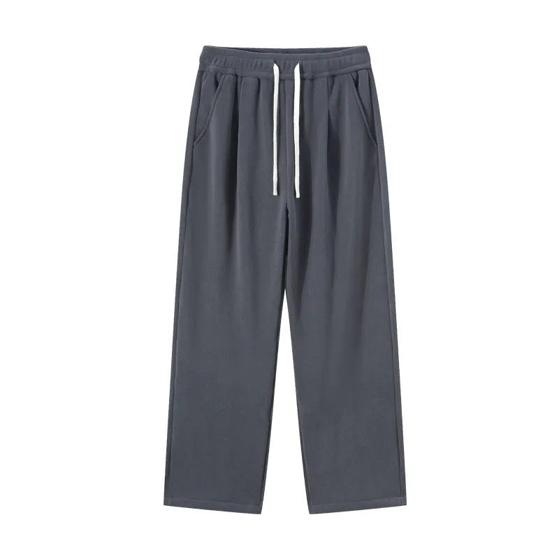 Men's double-sided polar fleece trousers in apricot colour with wool lining and drawstring waist