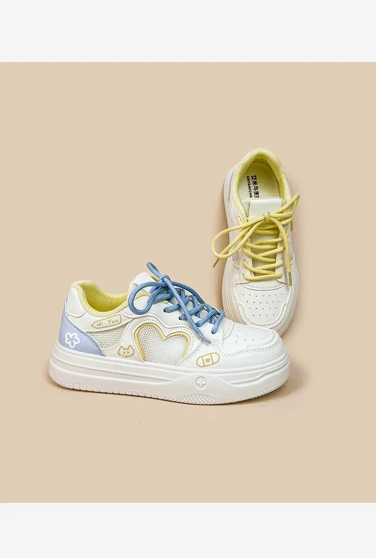 Korean-style summer sneakers with mesh upper and Meow Rabbit Sea Salt Cheese colour
