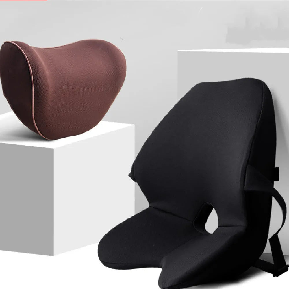Car memory foam waist support cushion shown in available colour options