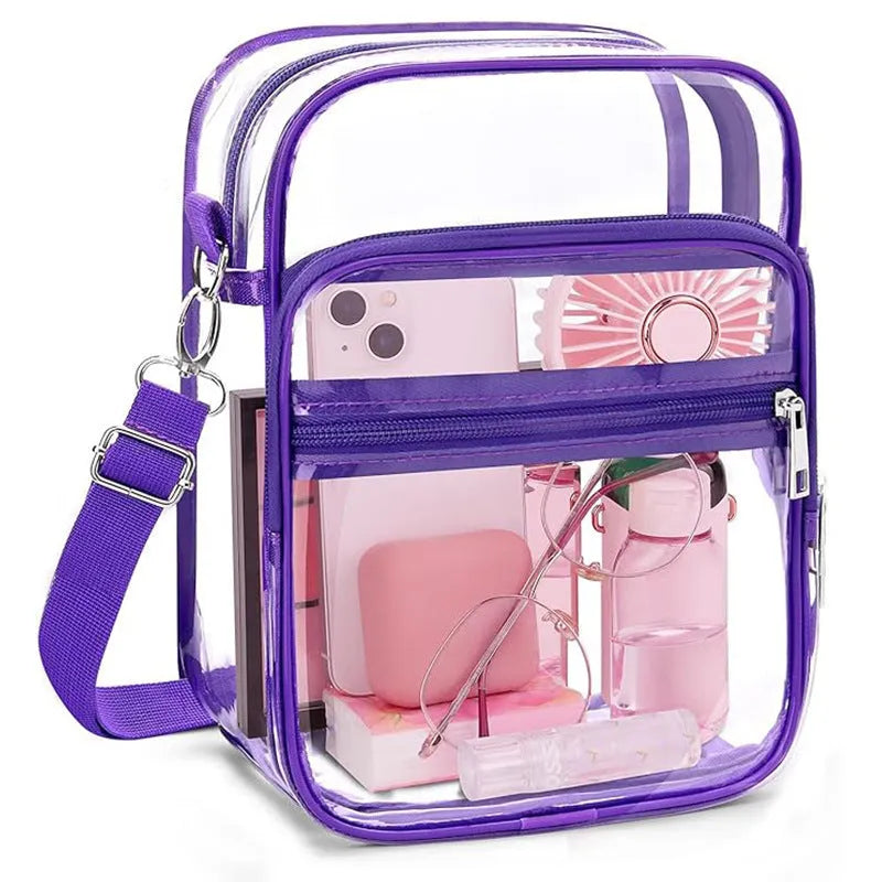 PVC cube-style crossbody bag in multiple colours with waterproof construction and organised storage compartments