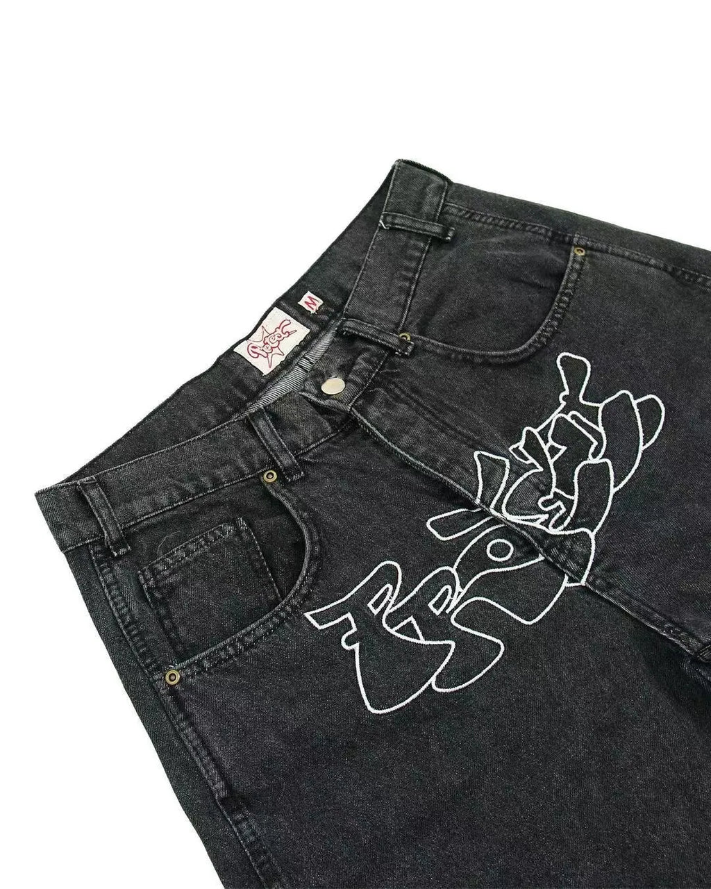 Men's straight-leg hip hop denim shorts in D36 picture colour, showing front view