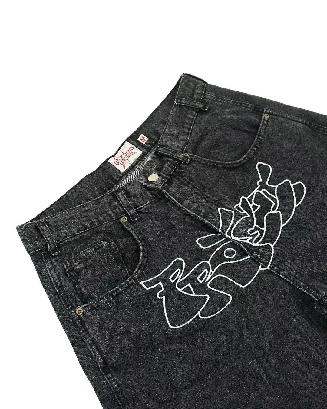 Men's straight-leg hip hop denim shorts in D36 picture colour, showing front view