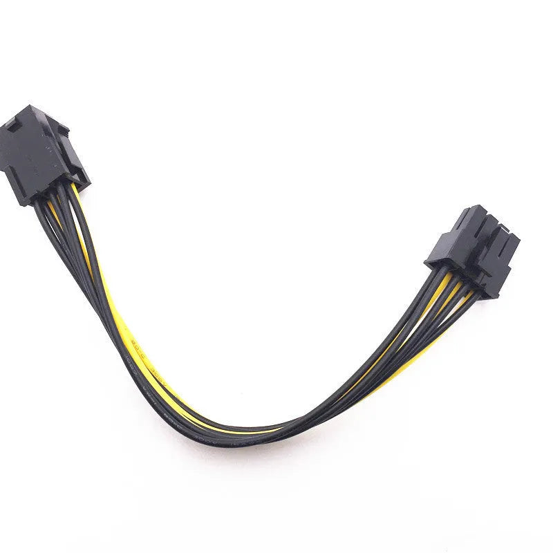 Black 6-pin to 8-pin graphics card power extension cable showing 20cm length and connector details