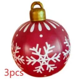 60cm diameter PVC inflatable Christmas ball decoration in various colour patterns