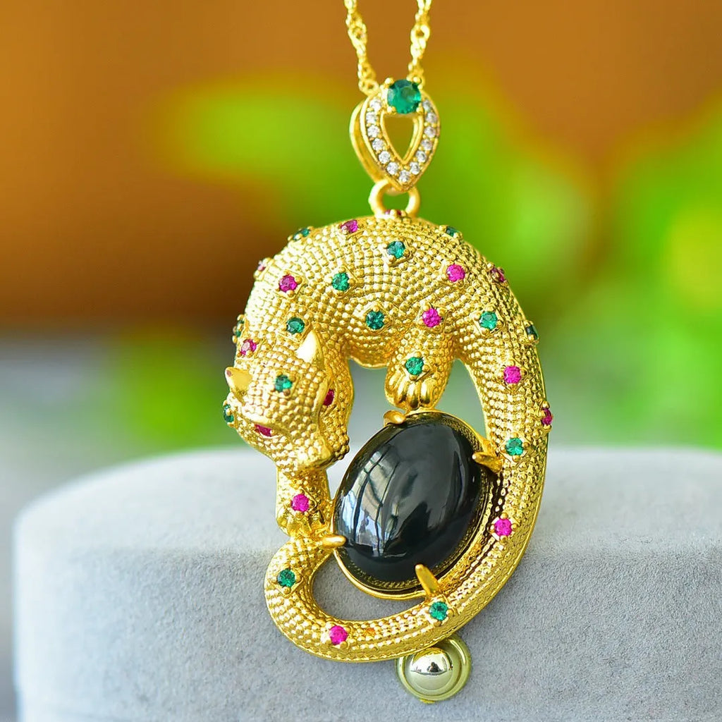 Hetian gray jade pendant with copper inlay on necklace showing ink blue tones in minimalist design