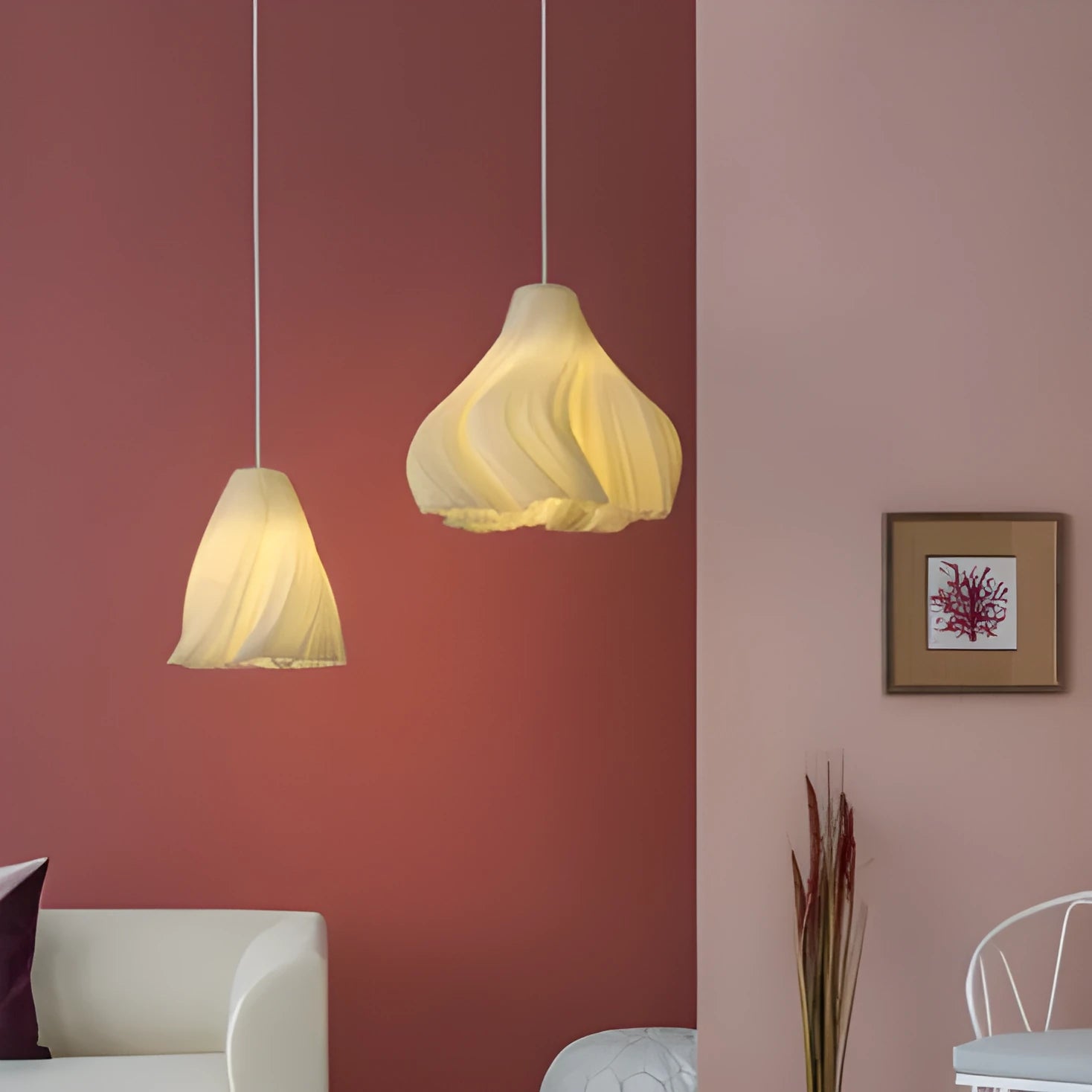 Nordic iron fish-shaped LED chandelier with three-colour light for dining room or bedroom