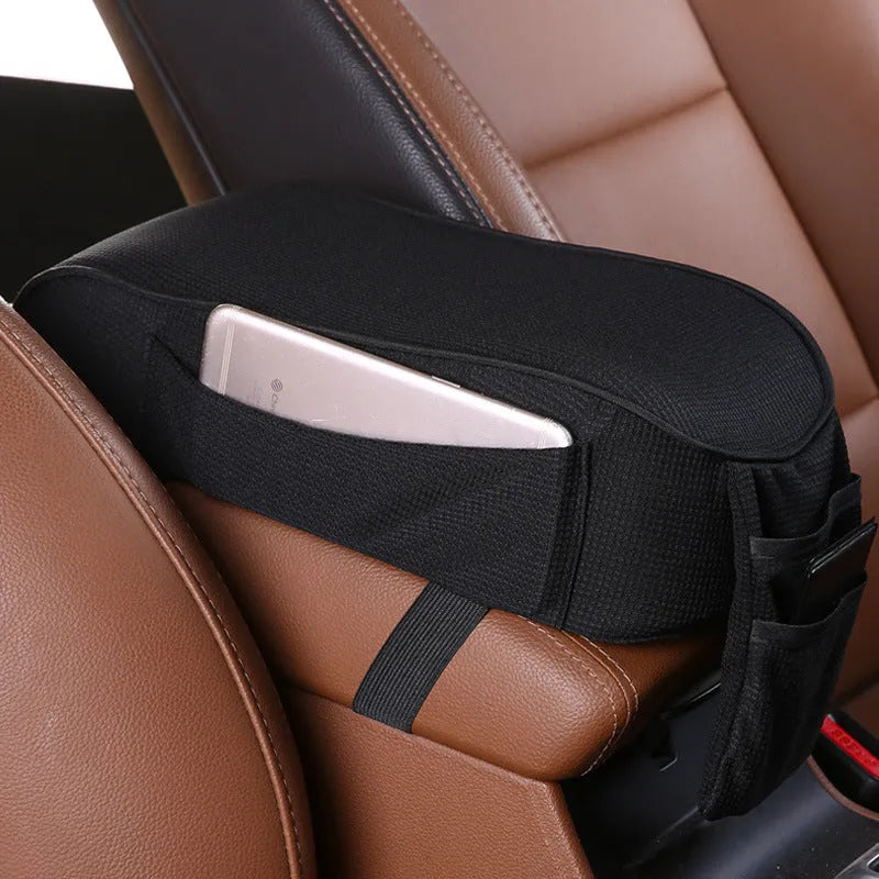 Car armrest box pad in sports knitted fabric 16x30cm in black colour