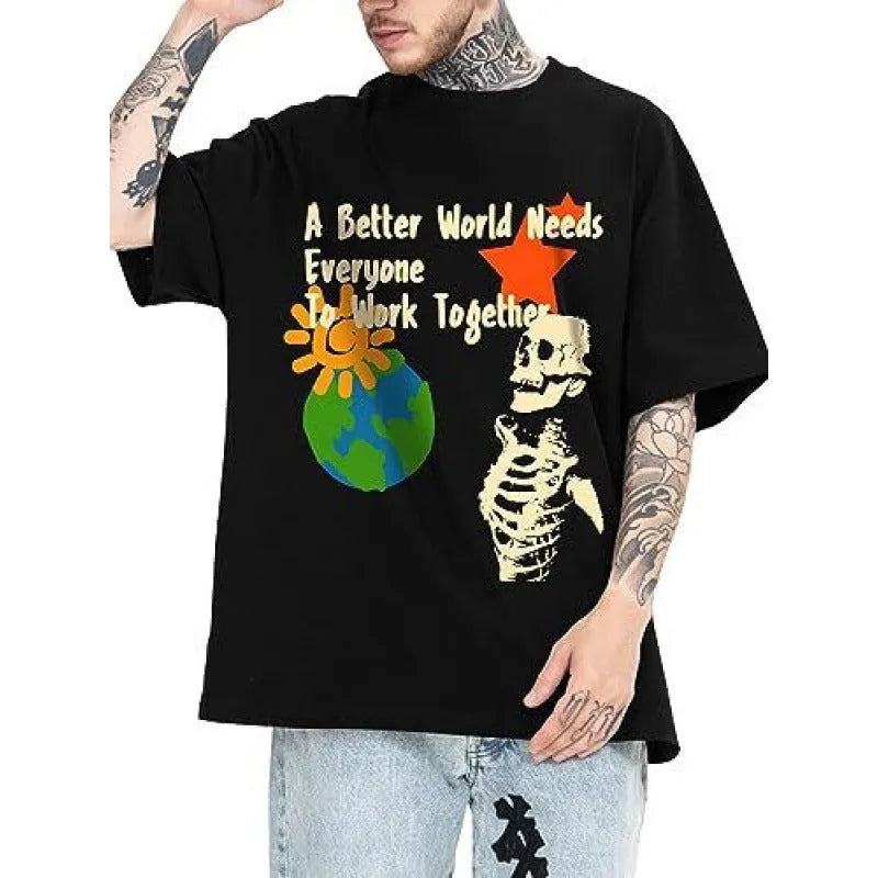 Men's printed short-sleeve sports t-shirt in polyester, showing digital pattern design, available in multiple sizes.
