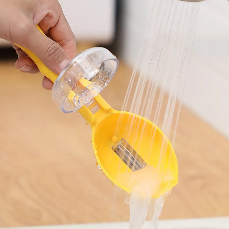 Yellow peeling knife with protective storage lid for fruit and vegetable preparation