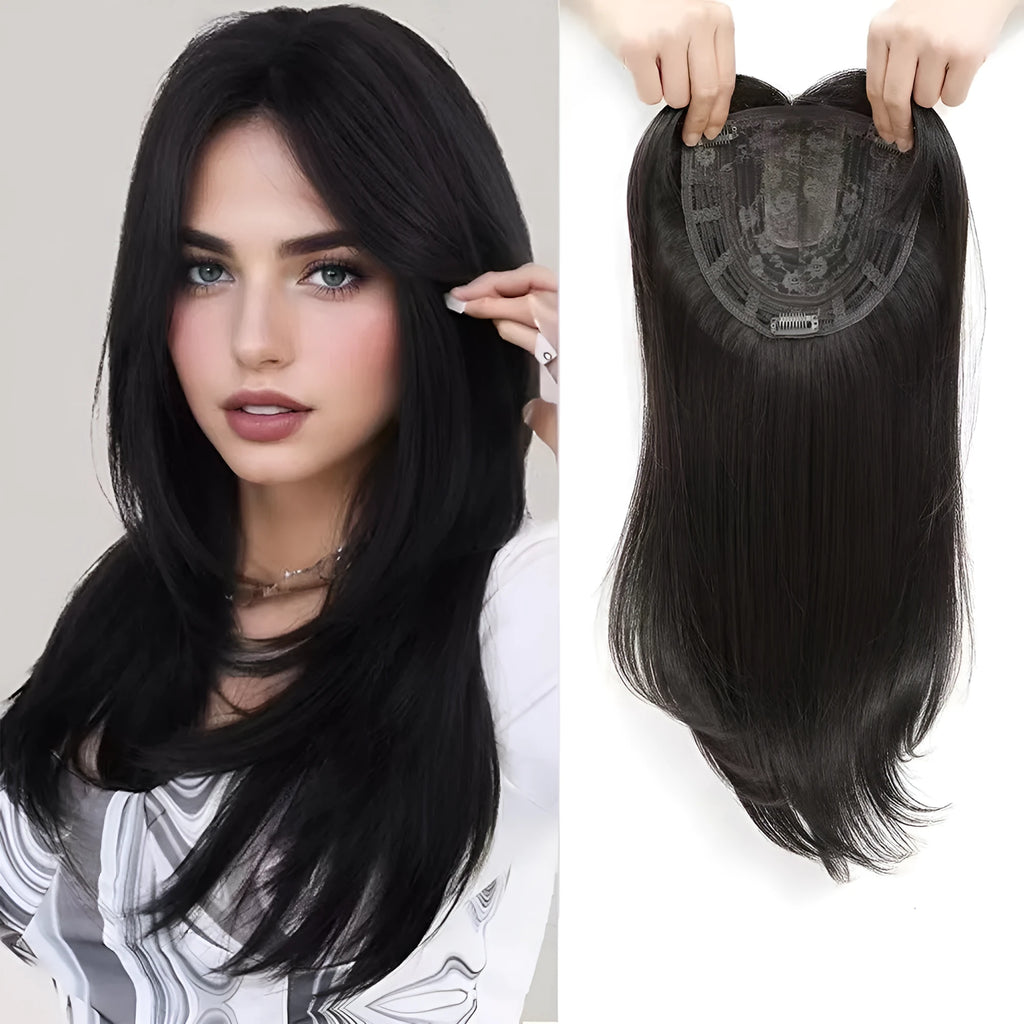 High temperature fibre wig for ladies in natural black, non-hot dye non-perm style suitable for any skin colour