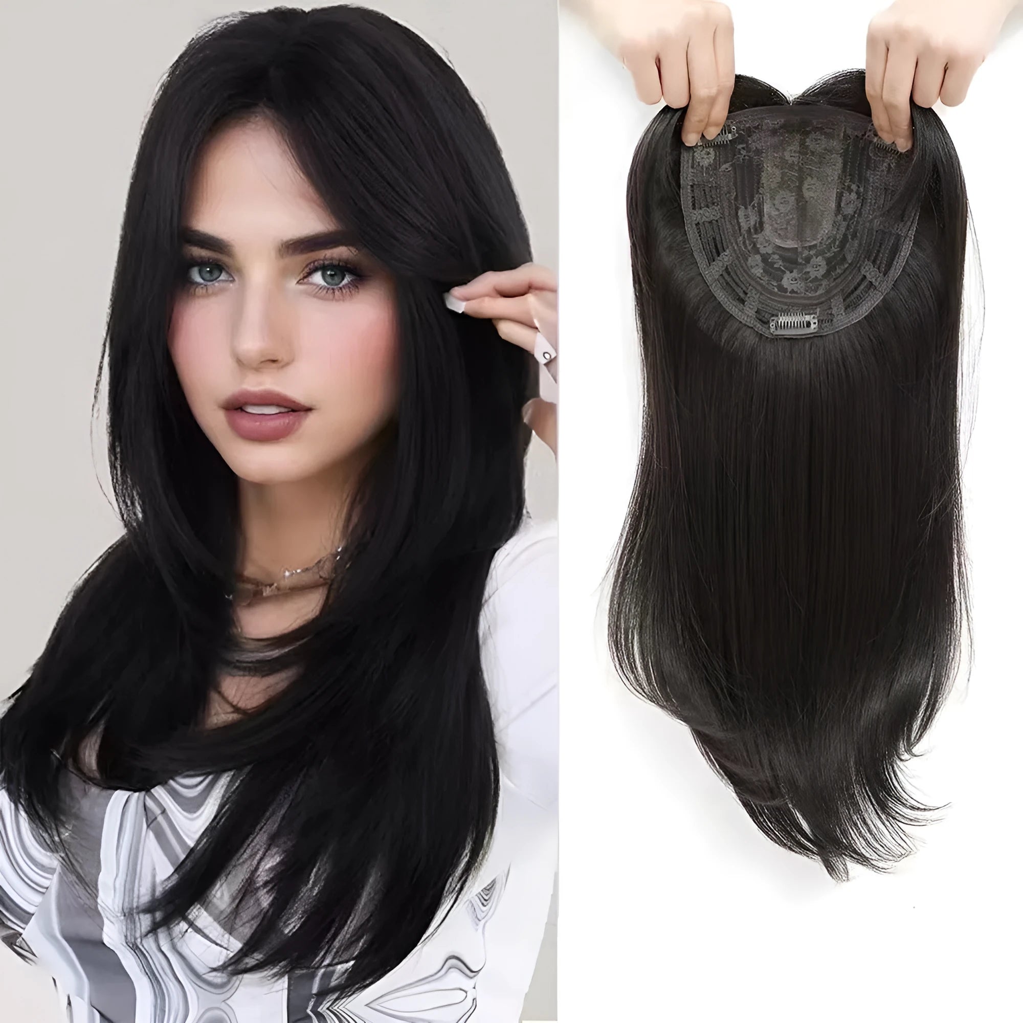 High temperature fibre wig for ladies in natural black, non-hot dye non-perm style suitable for any skin colour