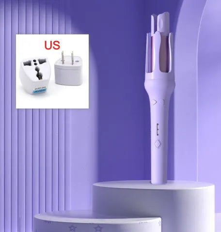 Automatic hair curler with a 32mm barrel in a two-tone colour option, shown with a plug adapter.