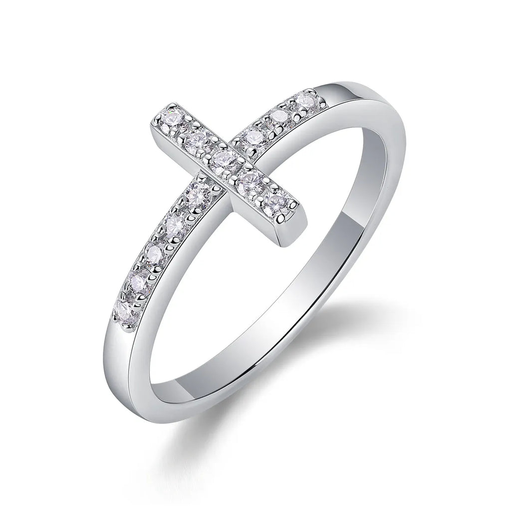 Holy Light Cross moissanite wedding ring set S925 silver gold-plated GRA certificate gift box