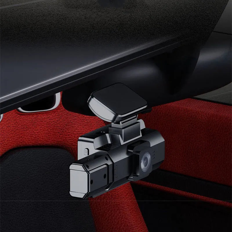 Front car driving recorder with 3 inch screen showing dashboard mounting and infrared night vision capability