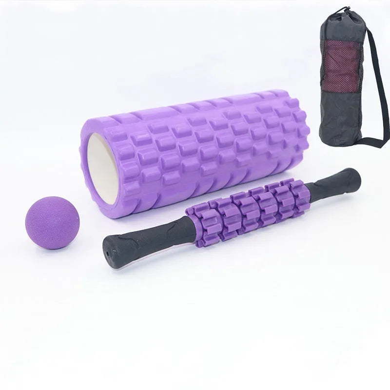 Black six-piece 33cm foam roller with segmented shaft and protective carrying case