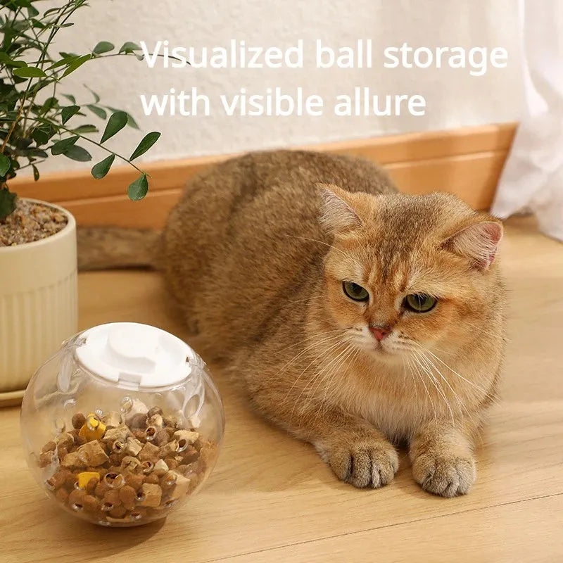 Blue pink or white ABS plastic cat slow feeder leaky ball toy 11.5cm diameter