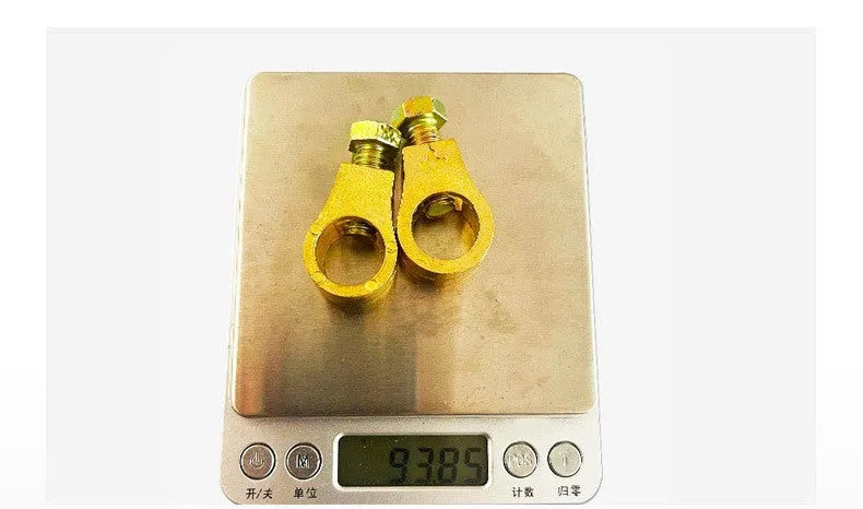 Pure copper automotive battery terminal clamp with 0-gauge fitting for vehicle electrical connections