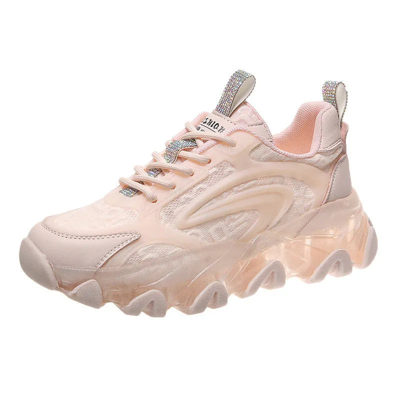 Daddy shoes thin section breathable white net shoes casual sports shoes sheep suede lace-up