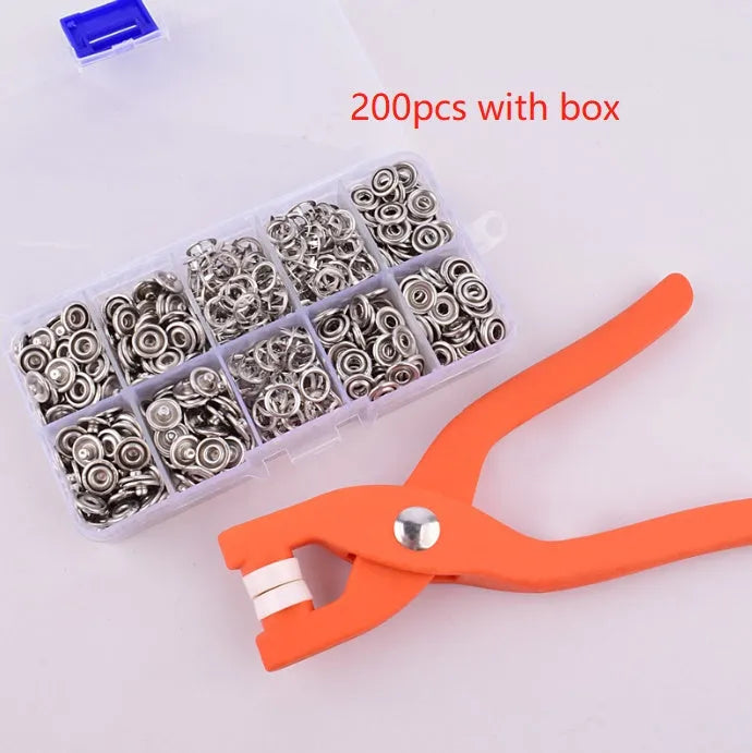 Stainless steel five claw suit buttons with pliers tool for no-sew clothing repair