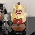Japanese style rotating cosmetic brush barrel with storage rack in beige colour