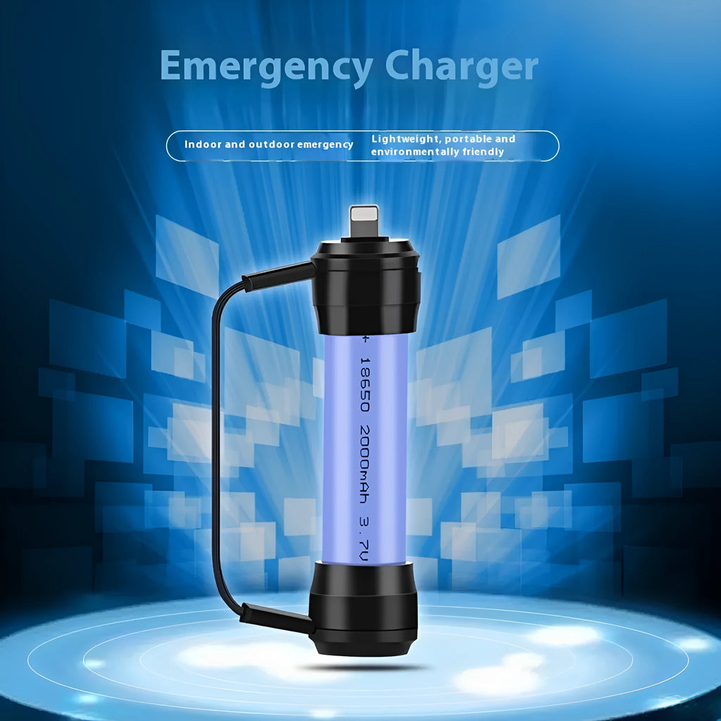 Mini portable iPhone emergency power bank with Apple interface battery and USB input