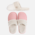 Grey non-slip EVA indoor slippers with artificial wool inner and removable insole, side view