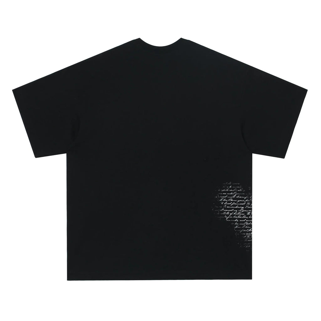White retro hip hop letter print cotton t-shirt on hanger