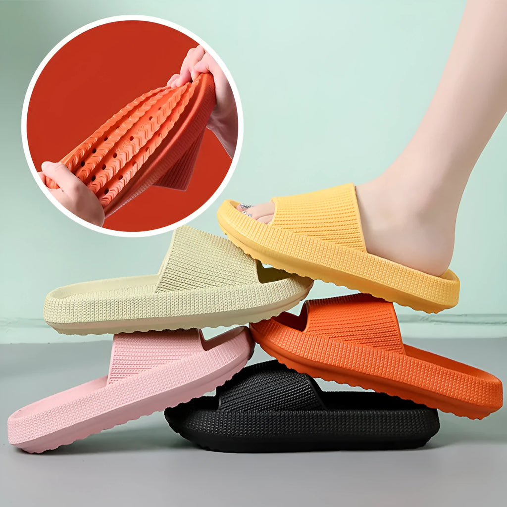 Soft home couple slippers in grey, EVA non-slip toe slippers for indoor use