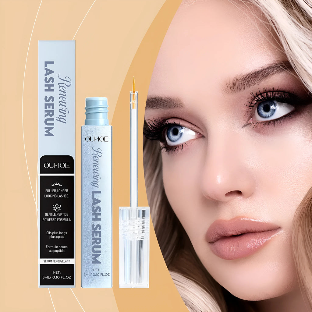3 ml dropper bottle of clear eyelash growth serum with biotin and peptide formula.