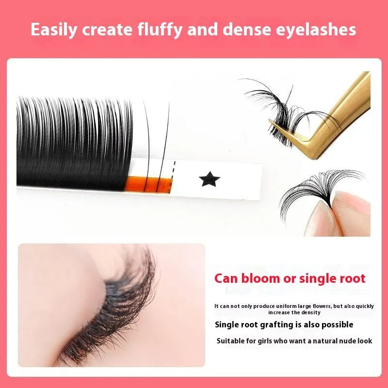 A 16-row dense tray of matte round wool false eyelashes made from mink hair, showing variations in length.