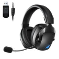 Black over-ear Bluetooth headphones with 2.4G dual-mode for gaming, IPX4 rating, ABS plastic and protein leather construction