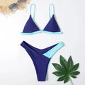 Women's European style swimsuit briefs bikini set in nylon fabric with bra and panties