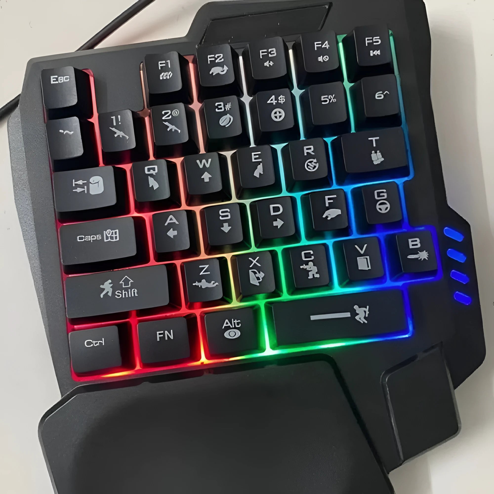 Single-handed mechanical keyboard and optional mouse with 1.5m cable for PC gaming