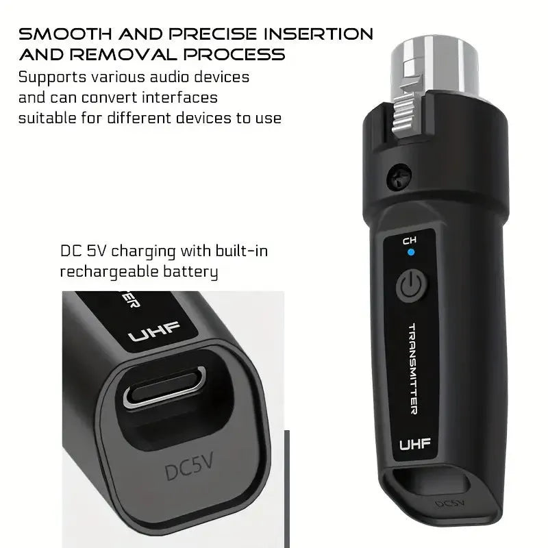 Wireless grenade dynamic moving coil microphone set with receiver for vocal and guitar use