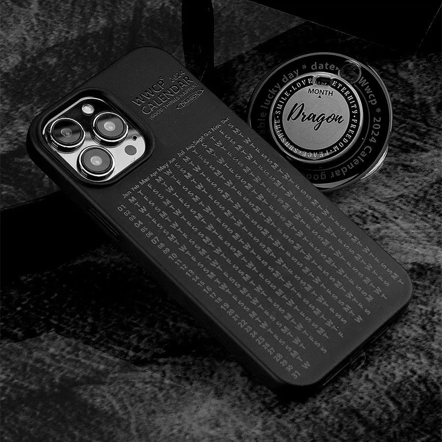 Black magnetic bracket phone case with rotating decompression for iPhone, full edge wrapping silicone design