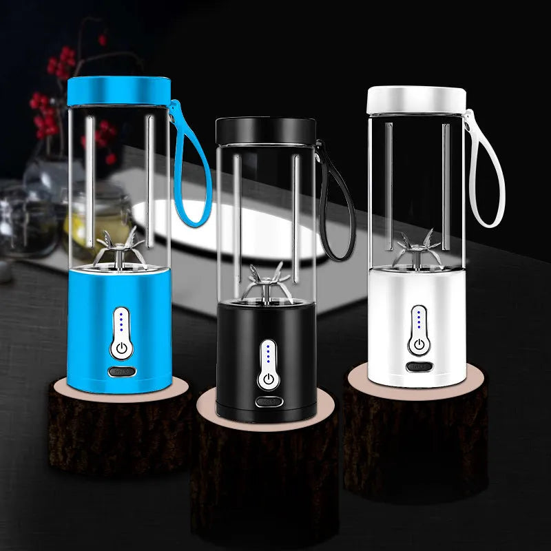 Portable rechargeable travel blender in rose red with 530ml cup and charging base