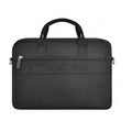 Black Oxford cloth laptop backpack showing multiple compartments and a lock, suitable for 14-inch or 15.6-inch devices.