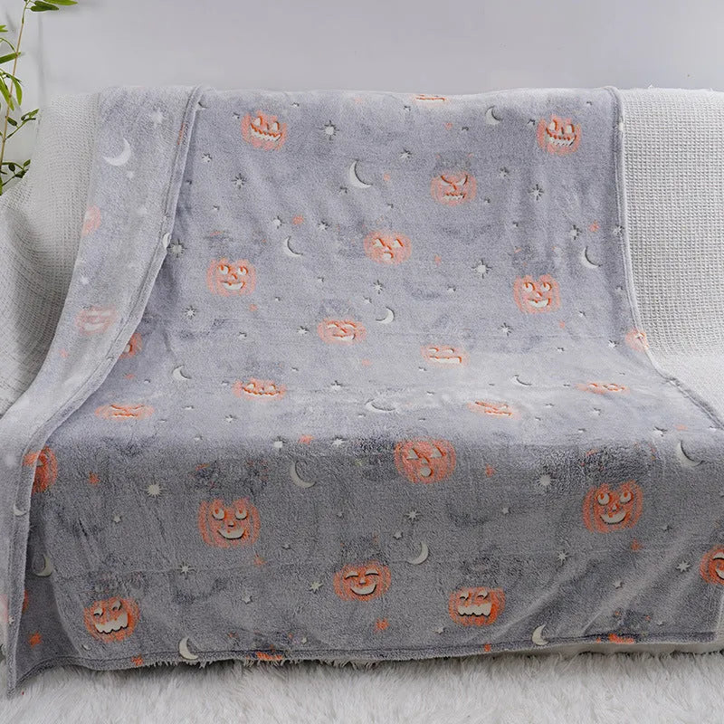 Children's soft flannel air conditioner cover blanket in a cartoon design, shown in two available sizes.