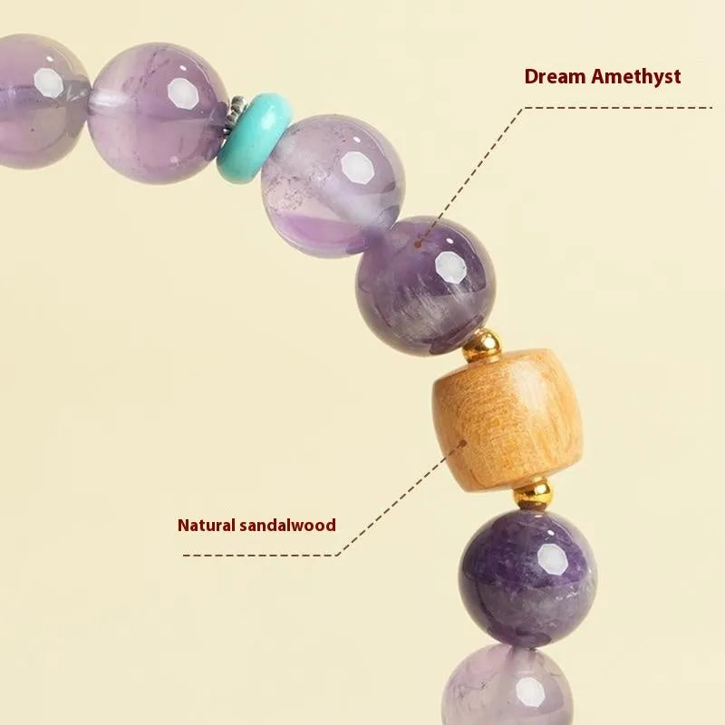 Purple amethyst crystal bracelet for women, showing 6mm and 8mm bead size options.