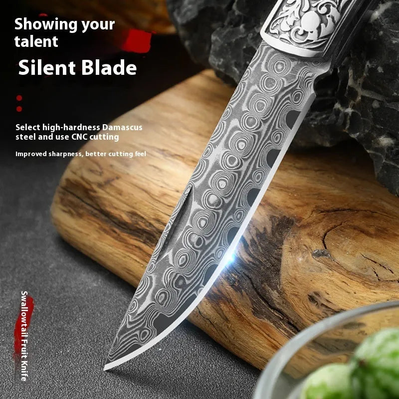 VG10 stainless steel folding pocket knife with a blue dovetail pattern handle.