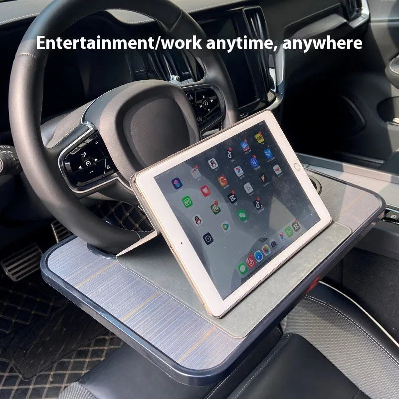 Black foldable car laptop stand and dining table with 42x28cm surface area