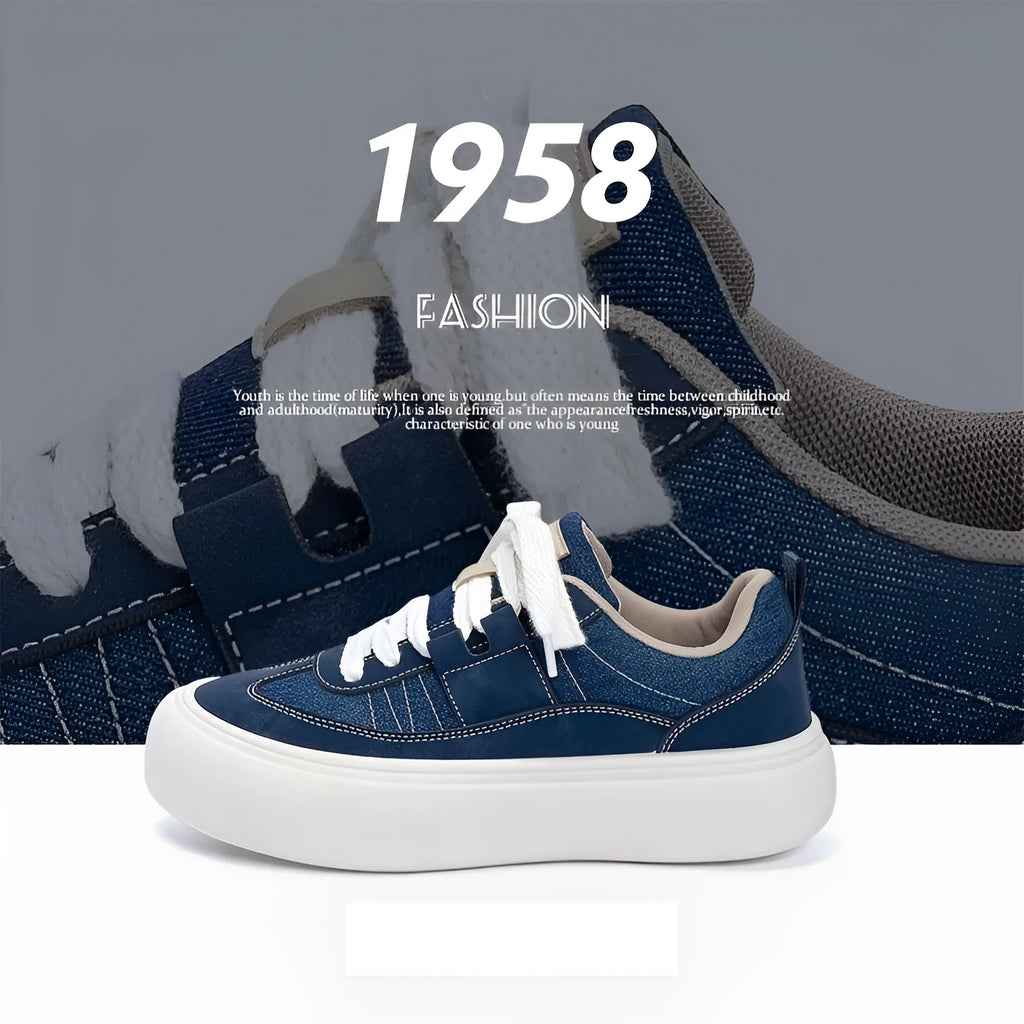 Men's black casual canvas shoes with platform sole and lace-up front.