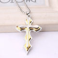 Men's three-tiered blue and black cross pendant necklace on 50cm round bead chain