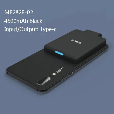 MP282P back clip battery in multiple colours showing 4500mAh capacity and thin 9mm profile