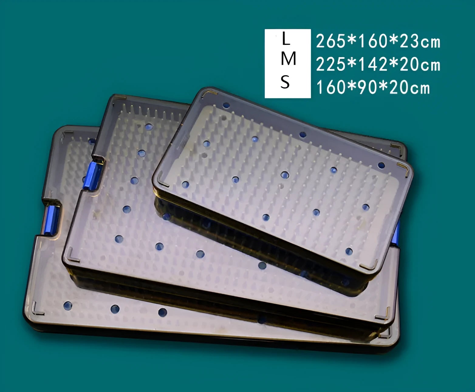 Silicone UV sterilisation disinfection box shown in three sizes: large, medium, and small.