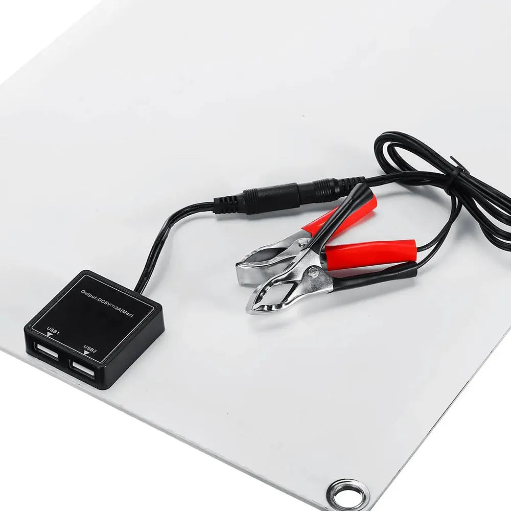 30W semi-flexible solar charging panel with USB output for outdoor device charging