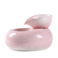 White and pink porcelain leaf automatic cat water dispenser with EU or US plug option