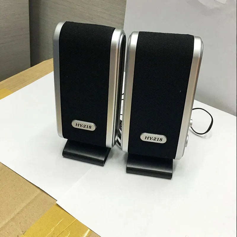 EastVita 2 pack silver grey USB computer speakers 6W each with ear jack on desk