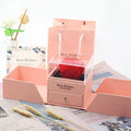 Plastic eternal flower decoration on paper cardboard jewellery gift box for Valentine's Day presents