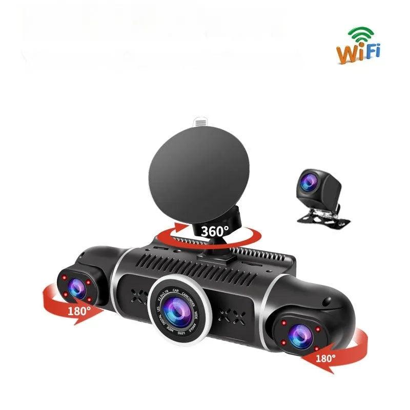 Dual-lens HD driving recorder with 3.5-inch screen mounted in vehicle